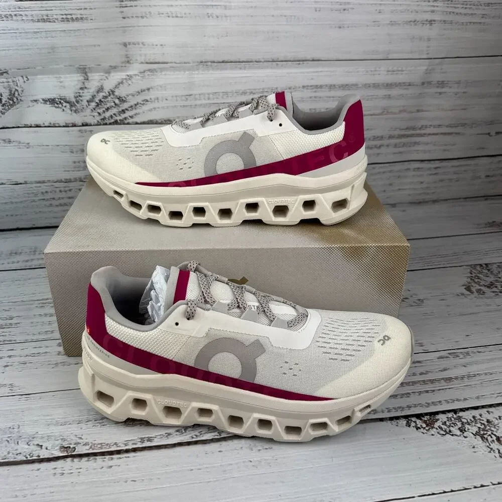 On Cloudmonster Womens US 9.5 B Running Shoes Ivory Grenadine
